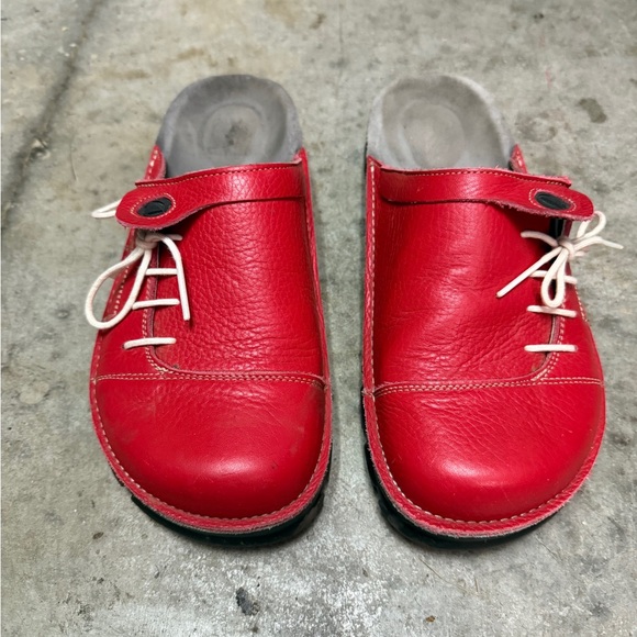 Birkenstock Shoes - Birkenstock Alpro Red Leather Sandals, Anti-Slip Soles